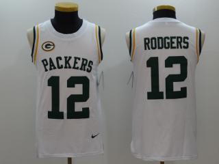 Green Bay Packers 12 Aaron Rodgers Football Jersey vest Legend White