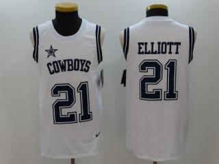 Dallas Cowboys 21 Ezekiel Elliott Football Jersey vest Legend White