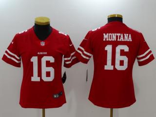 Women San Francisco 49ers 16 Joe Montana Football Jersey Legend Red