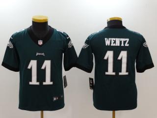 Youth Philadelphia Eagles 11 Carson Wentz Football Jersey Legend Navy Green