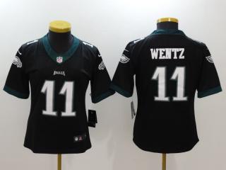 Women Philadelphia Eagles 11 Carson Wentz Football Jersey Legend Black