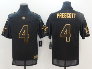 Dallas Cowboys 4 Dak Prescott Football Jersey Black Gold word