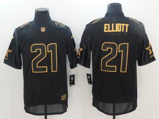 Dallas Cowboys 21 Ezekiel Elliott Football Jersey Black Gold word
