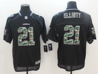 Dallas Cowboys 21 Ezekiel Elliott Football Jersey Black Camo word