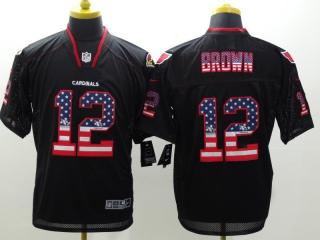 Arizona Cardinals 12 John BrownUSA Flag Fashion Black Elite Jersey