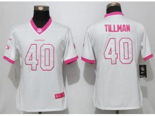 Women Arizona Cardinals 40 Pat Tillman Stitched Elite Rush Fashion Jersey White Pink