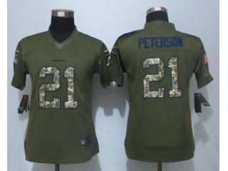 Women Arizona Cardinals 21 Patrick Peterson Green Salute To Service Limited Jersey