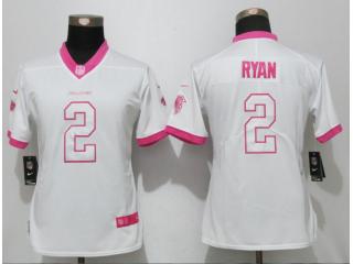 Women Atlanta Falcons 2 Matt Ryan Stitched Elite Rush Fashion Jersey White Pink