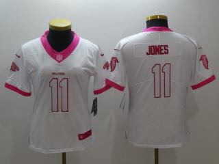 Women Atlanta Falcons 11 Julio Jones Stitched Elite Rush Fashion Jersey White Pink