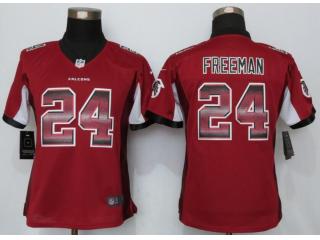 Women Atlanta Falcons 24 Devonta Freeman Red Strobe Elite Jersey