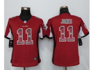 Women Atlanta Falcons 11 Julio Jones Red Strobe Elite Jersey