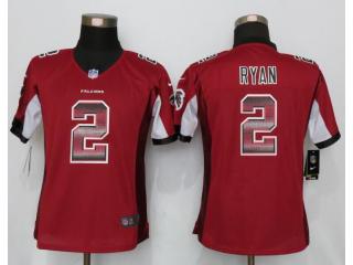 Women Atlanta Falcons 2 Matt Ryan Red Strobe Elite Jersey