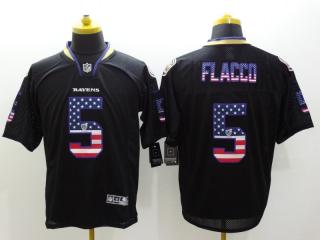 Baltimore Ravens 5 Joe Flacco USA Flag Fashion Black Elite Jersey