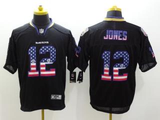 Baltimore Ravens 12 Jacoby Jones USA Flag Fashion Black Elite Jersey
