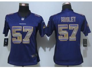 Women Baltimore Ravens 57 C.J. Mosley Purple Strobe Elite Jersey