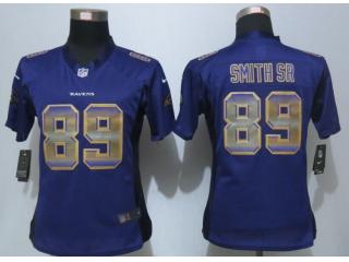 Women Baltimore Ravens 89 Steve Smith Sr Purple Strobe Elite Jersey