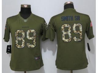 Women Baltimore Ravens 89 Steve Smith Sr Green Salute To Service Limited Jersey