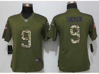 Women Baltimore Ravens 9 Justin Tucker Green Salute To Service Limited Jersey
