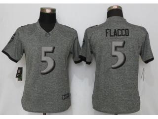 Women Baltimore Ravens 5 Joe Flacco Stitched Gridiron Gray Limited Jersey