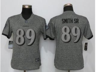 Women Baltimore Ravens 89 Steve Smith Sr Stitched Gridiron Gray Limited Jersey