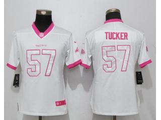 Women Baltimore Ravens 57 C.J. Mosley Stitched Elite Rush Fashion Jersey White Pink