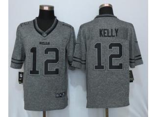 Buffalo Bills 12 Jim Kelly Stitched Gridiron Gray Limited Jersey