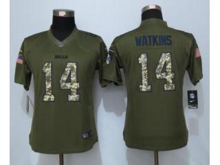 Women Buffalo Bills 14 Sammy Watkins Green Salute To Service Limited Jersey