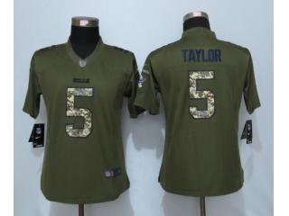 Women Buffalo Bills 5 Tyrod Taylor Green Salute To Service Limited Jersey