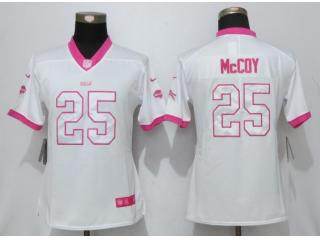 Women Buffalo Bills 25 LeSean McCoy Stitched Elite Rush Fashion Jersey White Pink