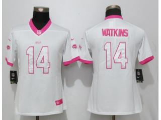 Women Buffalo Bills 14 Sammy Watkins Stitched Elite Rush Fashion Jersey White Pink