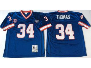 Buffalo Bills 34 Thurman Thomas Footnall Jersey Blue Retro