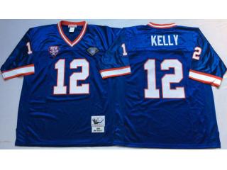 Buffalo Bills 12 Jim Kelly Footnall Jersey Blue Retro