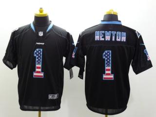 Carolina Panthers 1 Cam Newton USA Flag Fashion Black Elite Jersey