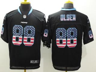Carolina Panthers 88 Greg Olsen USA Flag Fashion Black Elite Jersey