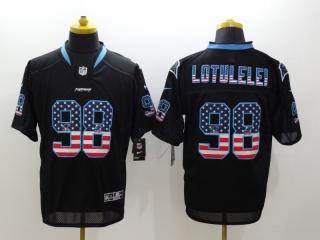 Carolina Panthers 98 Star Lotulelei USA Flag Fashion Black Elite Jersey