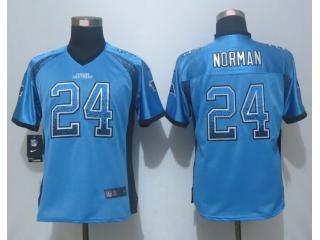 Women Carolina Panthers 24 Josh Norman Drift Fashion Blue Elite Jersey