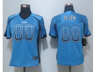 Women Carolina Panthers 88 Greg Olsen Drift Fashion Blue Elite Jersey