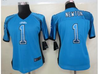 Women Carolina Panthers 1 Cam Newton Drift Fashion Blue Elite Jersey