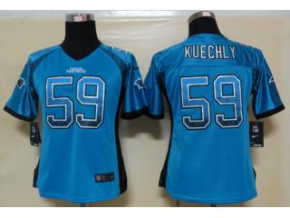 Women Carolina Panthers 59 Luke Kuechly Drift Fashion Blue Elite Jersey