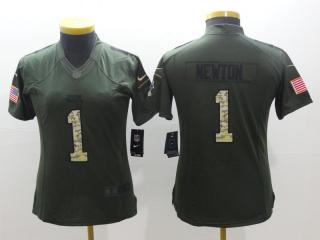 Women Carolina Panthers 1 Cam Newton Green Salute To Service Limited Jersey