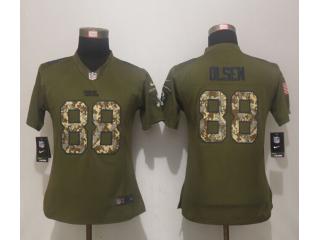 Women Carolina Panthers 88 Greg Olsen Green Salute To Service Limited Jersey