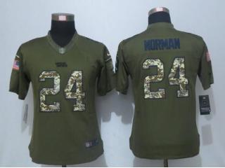 Women Carolina Panthers 24 Josh Norman Green Salute To Service Limited Jersey