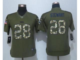 Women Carolina Panthers 28 Jonathan Stewart Green Salute To Service Limited Jersey