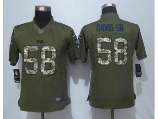 Women Carolina Panthers 58 Thomas Davis Sr Green Salute To Service Limited Jersey