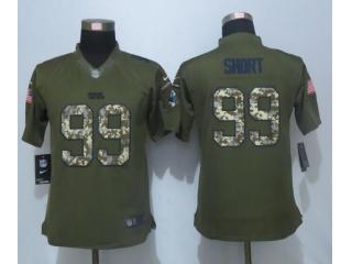 Women Carolina Panthers 99 Kawann Short Green Salute To Service Limited Jersey