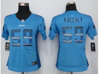 Women Carolina Panthers 59 Luke Kuechly Blue Strobe Elite Jersey