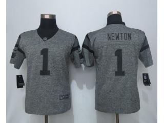 Women Carolina Panthers 1 Cam Newton Stitched Gridiron Gray Limited Jersey