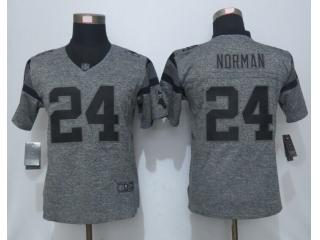 Women Carolina Panthers 24 Josh Norman Stitched Gridiron Gray Limited Jersey