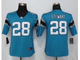 Women Carolina Panthers 28 Jonathan Stewart Blue Limited Jersey