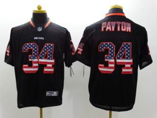 Chicago Bears 34 Walter Payton USA Flag Fashion Black Elite Jersey